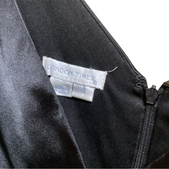 LONDON TIMES SIZE 4 SLEEVELESS MIDI DRESS WITH V NECK BOTH FRONT AND BACK - Picture 3 of 3